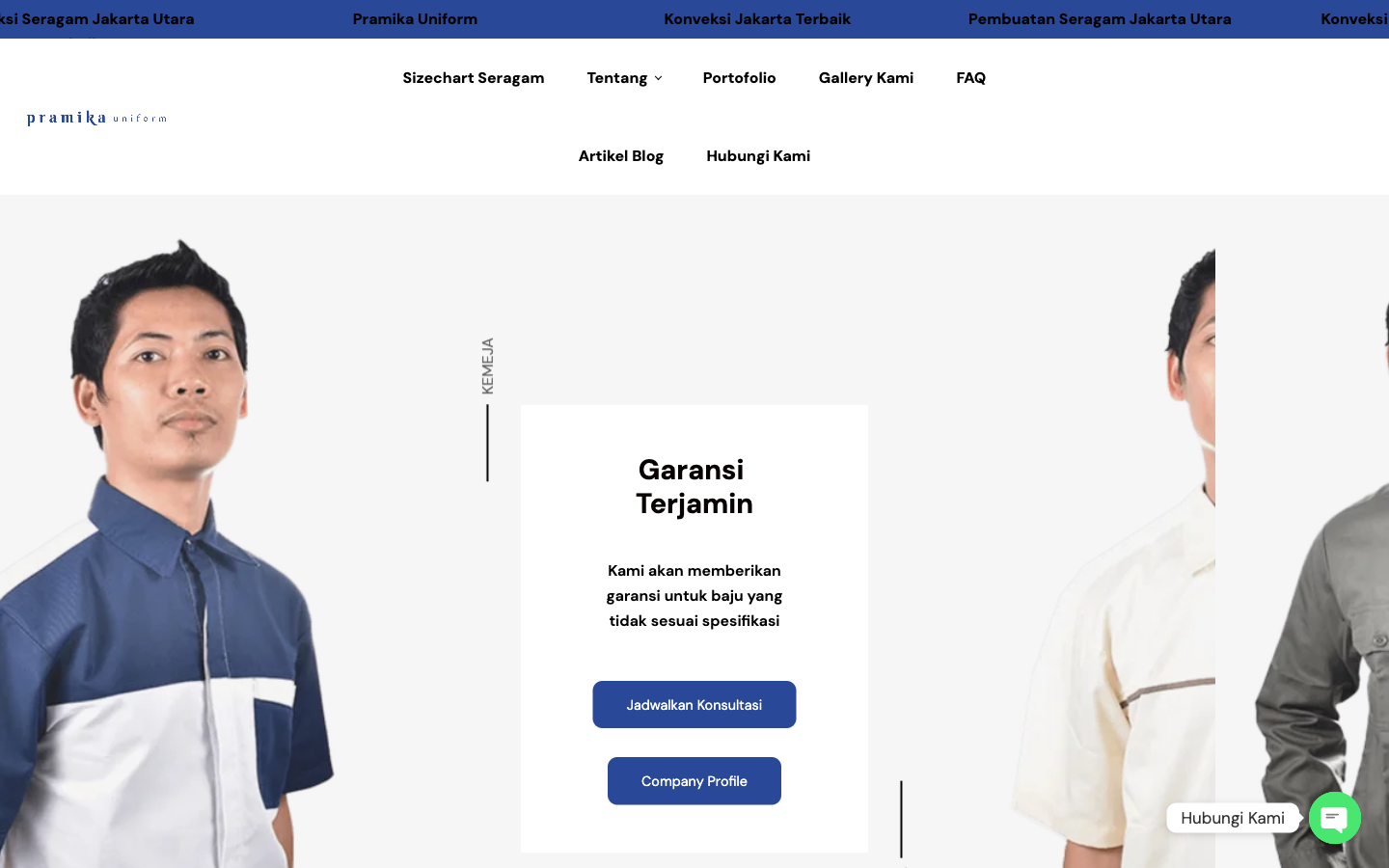Pramika Uniform — website B2B konveksi seragam